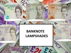 Pantalla de lámpara de dinero billete libras billete de dinero reina sombra de luz 20 cm x 18,5 cm - Imagen 1 de 8