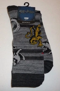 Harry Potter Houses Crew Socks Men's 1 Pair NEW by Bioworld Grey Gryffindor - Picture 1 of 5