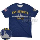 USS STERETT CG-31 T-shirt Men's Casual tshirts Short Sleeve Shirts Top Tee