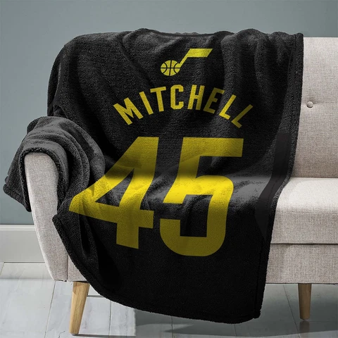 Sleep Squad Utah Jazz Donovan Mitchell 60” x 80” Raschel Plush Jersey Blanket Cover