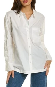 Johnny Was Poplin Relaxed Pocket White Shirt Women's Size Large $225 - Picture 1 of 9