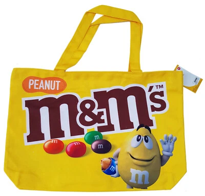 M&Ms Tote Shopping Bag Peanut Chocolate Sweets Yellow Shopper Reusable Large - Image 1 of 4
