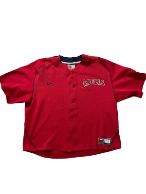Nike Los Angeles Angels Jersey Kids Large Red Short Sleeve Button Up Free Ship - Image 1 of 4