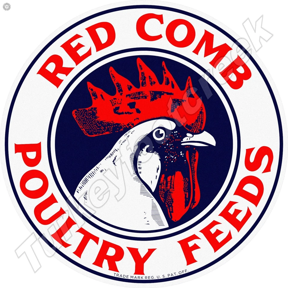Red Comb Poultry Feeds Round Metal Sign 2 Sizes To Choose From - Image 1 of 1