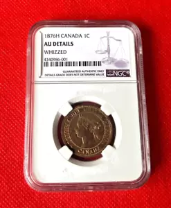 1876 H CANADA LARGE CENT NGC AU DETAILS WHIZZED - Picture 1 of 2