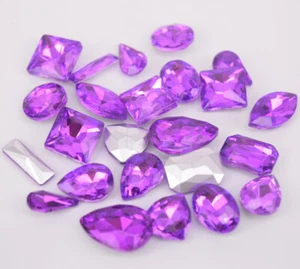 Formas Mixtas Tamaños Cristal Rojo Violeta Estrás Ajustes Coser Cristales Vidrio - Imagen 1 de 8