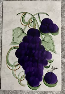 Hand-Painted Brazilian Stoneware Trivet / Cheeseboard - Grapevine Design Signed - Picture 1 of 6