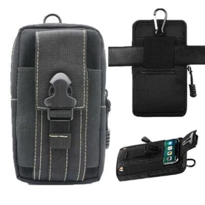 Case for iPhone 7 / 8 / SE 2022 / 2021 Nylon Rugged Canvas Loop Pouch Bag Black - Picture 1 of 8