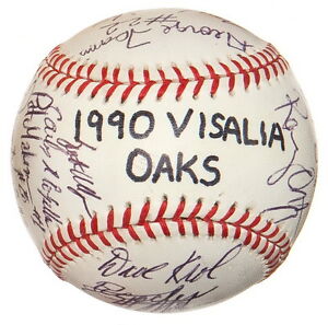 1990 VISALIA OAKS TEAM SIGNED TWINS MINOR LEAGUE BALL TROMBLEY MAHOMES NEAGLE +