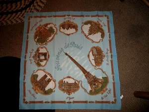 Vintage 30"x 29" Square Paris Landmarks Souvenir Scarf ~ Made in Italy ~ - Picture 1 of 2
