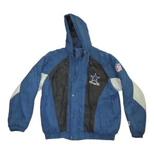 Vintage Proline Starter Dallas Cowboys Full Zip Hooded Puff Jacket Mens Size L - Picture 1 of 16
