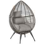 eardop PE Wicker Rattan Chair w/ Thick Cushions 4 Legs Outdoor Seat Egg