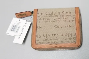 NEW BEAUTIFUL CALVIN KLEIN LOGO LEATHER & CANVAS WALLET NEW NEVER USED CONDITION - Picture 1 of 9