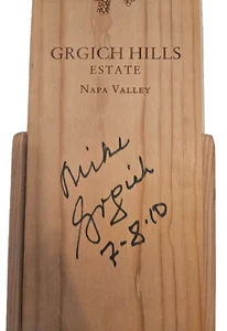 Mike Grgich Signed Wooden Wine Box With Lid and Signed Empty Bottle Excellent - Picture 1 of 6