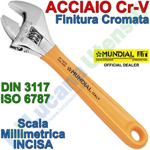 Chiave Inglese Regolabile a Rullino Professionale MUNDIAL Acciaio Cromata 1070 - Zdjęcie 1 z 3