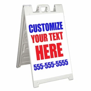 CUSTOMIZE YOUR TEXT HERE Signicade 24x36 Aframe Sidewalk Sign Banner Decal - Picture 1 of 9