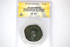 Trajan Decius (AD 249-251). AE sestertius (30mm). ANACS VF-30. Amazing Coin!! - Picture 1 of 5