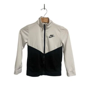 Nike Track Jacket Youth 5-6 Years Size 6 White Black Full Zip Casual Sports - Picture 1 of 8