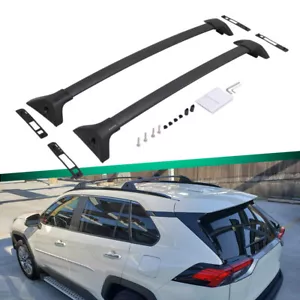 Portaequipajes barra transversal riel portaequipajes negro para Toyota RAV4 2019-2024 - Imagen 1 de 9