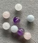 (16) Rainbow Morganite Round Mixed Purple Blue White Pink Gemstone Beads 6mm