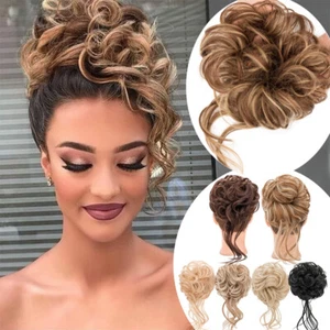 Thick Messy Bun Hair Piece Scrunchie Updo Wrap On Hair Extension Real as Human - Picture 1 of 33