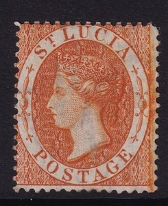 St Lucia 1876 (1s) Orange SG18 - lightly mounted mint - Picture 1 of 2