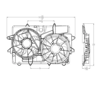 Dual Radiator and Condenser Fan fits 2007 Mercury Mariner  TYC - Image 1 of 3