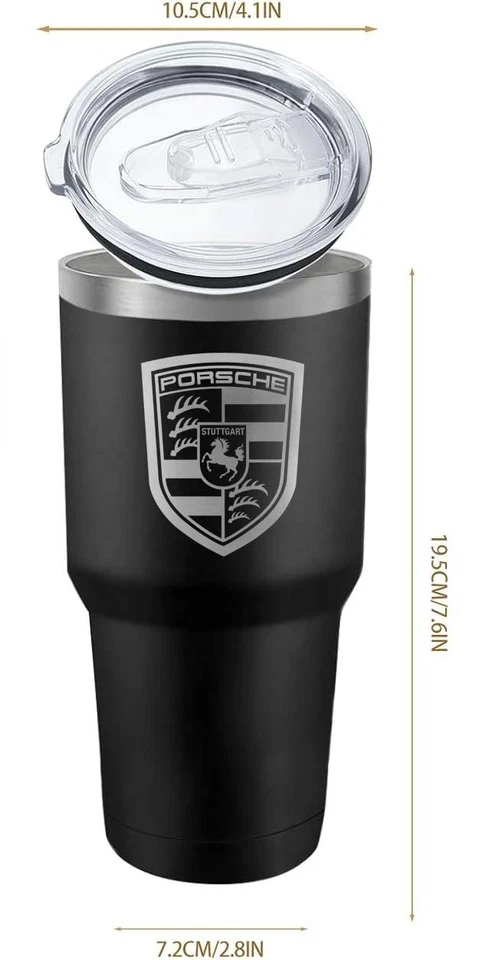 LOGOTIPO DE PORSCHE, VASO GRABADO LÁSER 30 OZ PERSONALIZADO DISPONIBLE GRATIS Foto 1 de 1