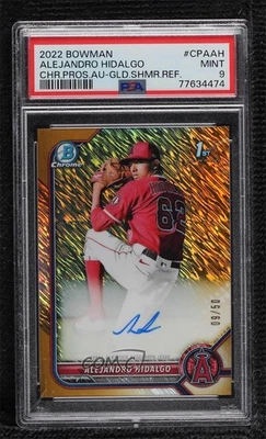 2022 Bowman Gold Shimmer Refractor /50 Alejandro Hidalgo #CPA-AH PSA 9 MINT Auto - Image 1 of 2