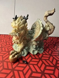 #30u Qing Dynasty Chinese Dragon Statue with Gold Ball - Picture 1 of 17