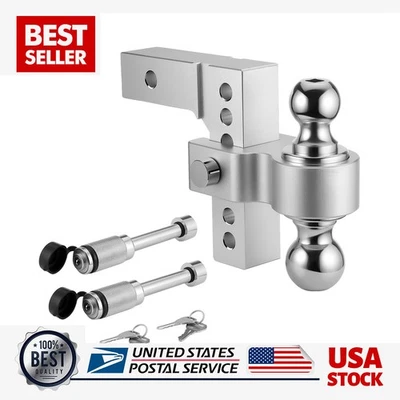 2" Receiver 6" Drop/Rise Adjustable Tow Hitch Dual Ball Mount Trailer 18500 US - Image 1 of 4