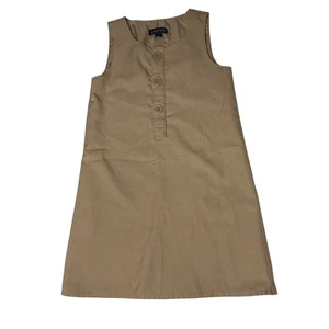 Lands' End Uniform Jumper Dress Sleeveless School Khaki Girls Size 7 - Picture 1 of 3