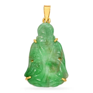 Vintage 24k Yellow Gold and Carved Jade Pendant - Picture 1 of 5