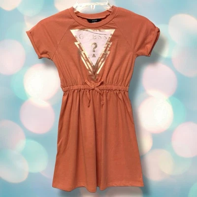 Vestido Camiseta GUESS Niña Dorado Brillo Elástico Manga Corta Talla 5 Foto 1 de 4
