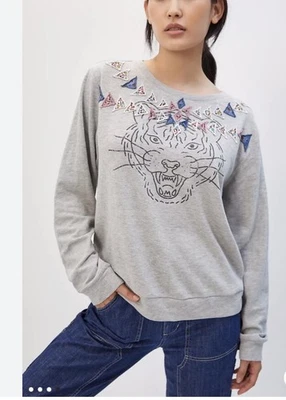 ANTHROPOLOGIE Luna Mercantile Co. Tiger Graphic Sweatshirt XL - Image 1 of 4