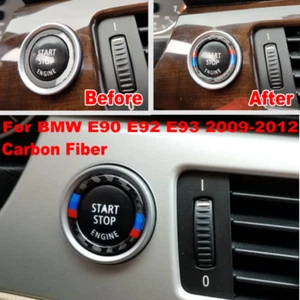 Carbon Fiber Car Engine Start Stop Button Ring Trim For BMW 3 Series E90 E92 E93 - Picture 1 of 12