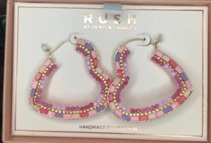 RUSH BY DENIS & CHARLES earrings heart shaped beaded loops HANDMADE BY ARTISANS - Picture 1 of 2