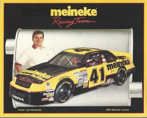 1994 JOE NEMECHEK "MEINEKE RACING TEAM" #41 NASCAR WINSTON CUP POSTCARD Cover