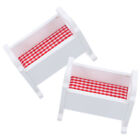 2 Wood Dollhouse Baby Cribs Miniature Cradle Toys for Doll Bedroom Furniture