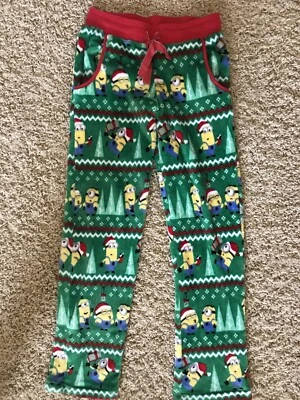Pantalones de pijama de felpa Youth XS-Despicable Me Minions-Verde y rojo Foto 1 de 4