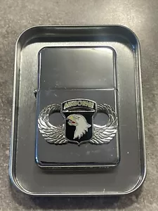 Military Earth Chrome Lighter By Star 101st Airborne with Jump Wings - Picture 1 of 3