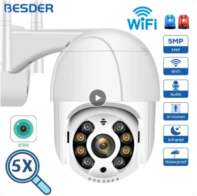 CAMERA PTZ WIFI SORVEGLIANZA WIRELESS DA ESTERNO IMPERMEABILE APP ICSEE FULL HD