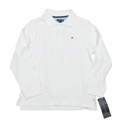 Tommy Hilfiger Boys White Solid Long Sleeve Vintage Polo Shirt - Image 1 of 3