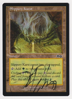 Signed Slippery Karst MP Urza's Saga Artist Stephen Daniele Dated '99 MTG Magic! - Image 1 of 2