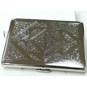 Estuche de cigarrillos patrón arabesco 9 almacenamiento plata Tsubota perla Japón - Imagen 1 de 6