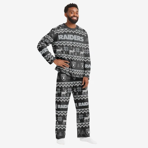 NWT Men’s Medium NFL Raiders Pajama Set (Shirt and Pants) Winter Christmas Cover