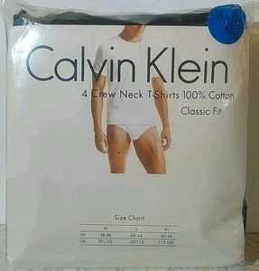 NWT Calvin Klein Cotton Classic Fit Crew Neck T-Shirt, 4-Pack Black, XL - Foto 1 di 5