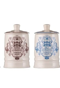 Fortnum And Mason Salt And Pepper Jars Ceramic Vintage - Picture 1 of 8