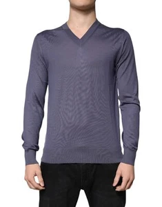 Dolce & Gabbana Gray Cashmere V-neck Men Pullover Men's Sweater Authentic - Picture 1 of 5
