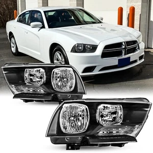 Faros halógenos con carcasa negra transparente para Dodge Charger 2011-2014 - Imagen 1 de 15